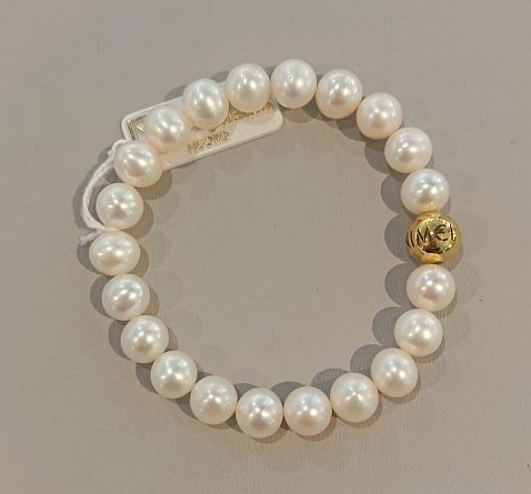 Bracciale elastico con Perle Freshwater Bianche 8,5-9 mm - NIMEI