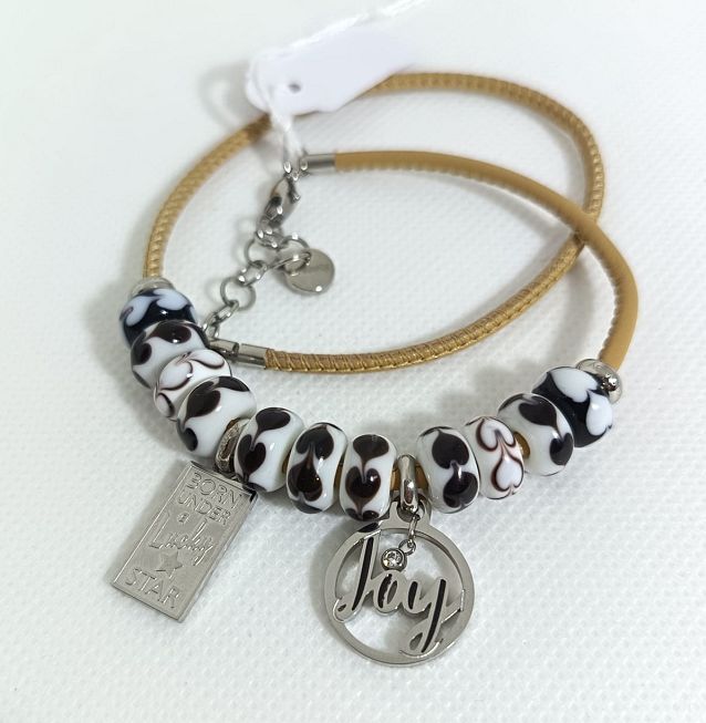 Bracciale in pelle beige componibile Tres Jolie - BROSWAY