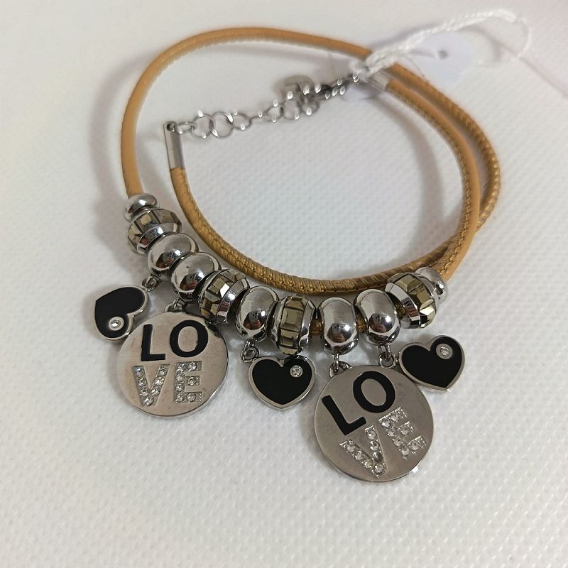 Bracciale in pelle beige componibile Tres Jolie - BROSWAY