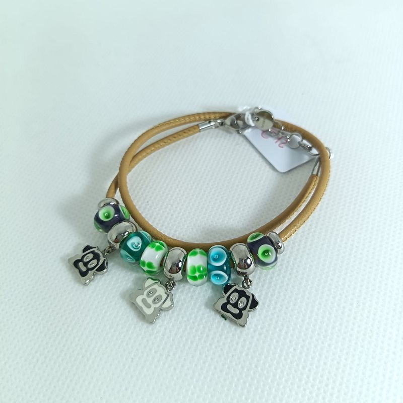 Bracciale in pelle beige componibile Tres Jolie - BRASWAY Bracciale in pelle beige componibile Tres Jolie - BRASWAY