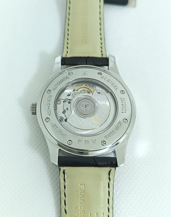 Orologio automatico in acciaio e pelle 40 mm - FRANCESCO BASILE