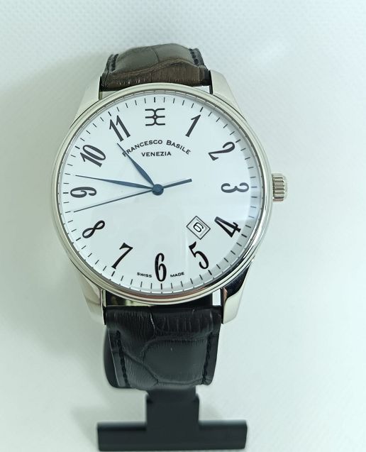 Orologio automatico in acciaio e pelle 40 mm - FRANCESCO BASILE