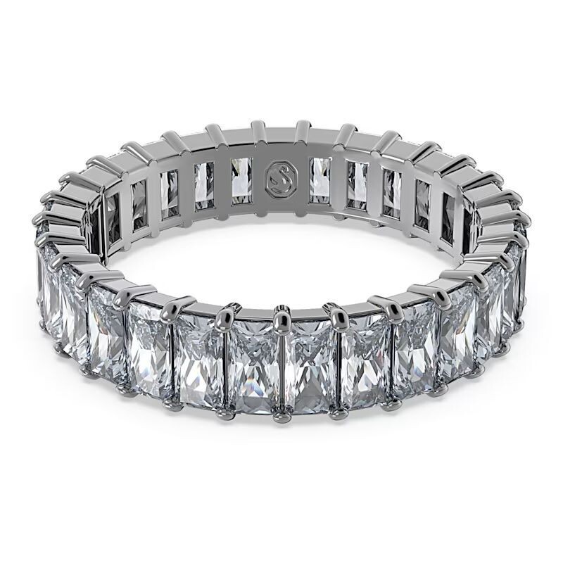 Anello Matrix taglio baguette, Grigio, Placcato rutenio - SWAROVSKI Anello Matrix taglio baguette, Grigio, Placcato rutenio - SWAROVSKI