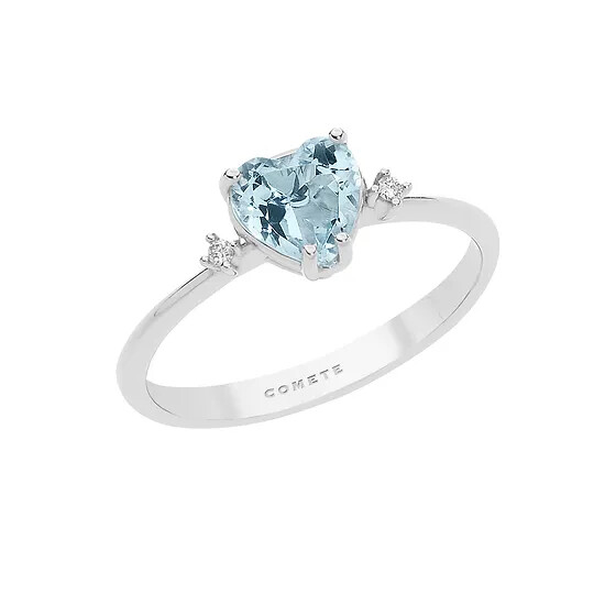 Anello in Oro Bianco ,Aquamarina e Diamanti - COMETE Anello in Oro Bianco ,Aquamarina e Diamanti - COMETE