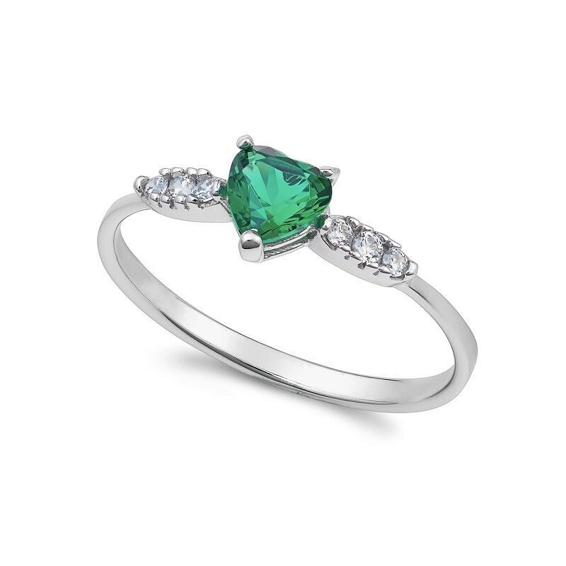 Anello in Oro bianco 750‰, zirconi bianchi e verde - AMBROSIA