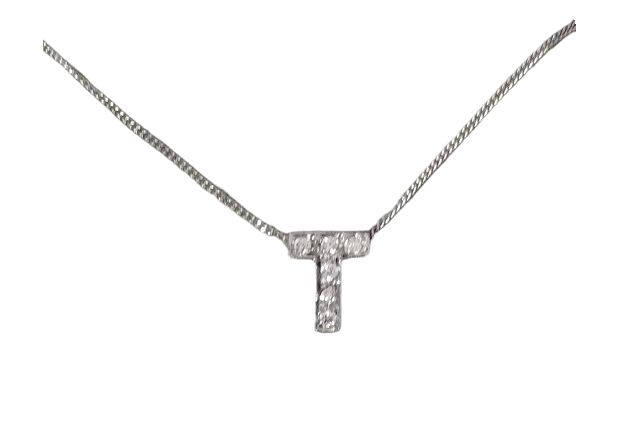 Collana in oro bianco con Iniziale con zirconi - ROSAS