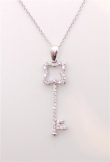 Pendente in Oro Bianco Diamante 0.20 Ct - RECARLO