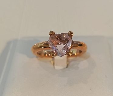Anello cuore in oro 18 kt rosa e quarzo rosa - LABRIOLA