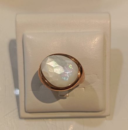 Anello in oro rosa 18 kt e madreperla sfaccettata - LABRIOLA