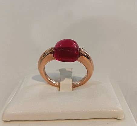 ​Anello in oro rosa 18 kt e pietra rosso spinello - LABRIOLA