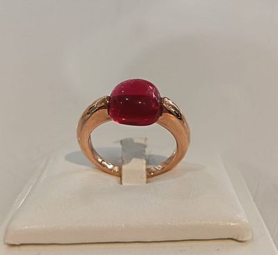​Anello in oro rosa 18 kt e pietra rosso spinello - LABRIOLA