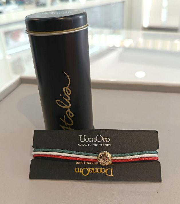 Bracciale in tessuto colori Italia in argento e oro - DONNA ORO