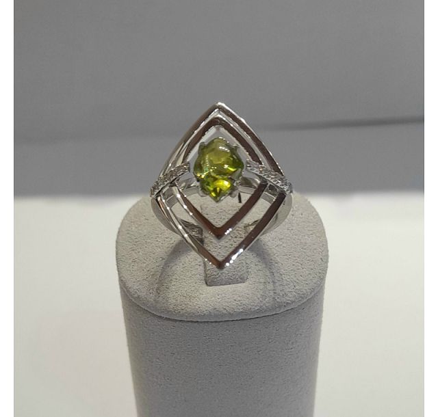 Anello Donna Oro Bianco 18 Kt. Diamanti e Pietra - CHIMENTO