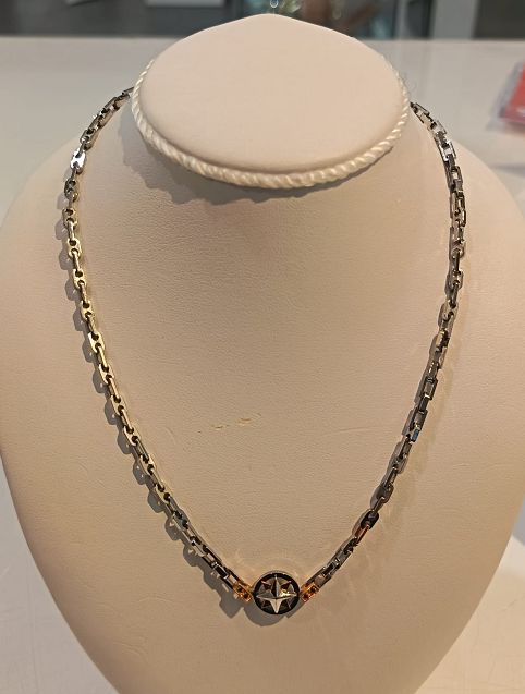 Collana in acciaio, oro e diamanti - ARKANO Collana in acciaio, oro e diamanti - ARKANO