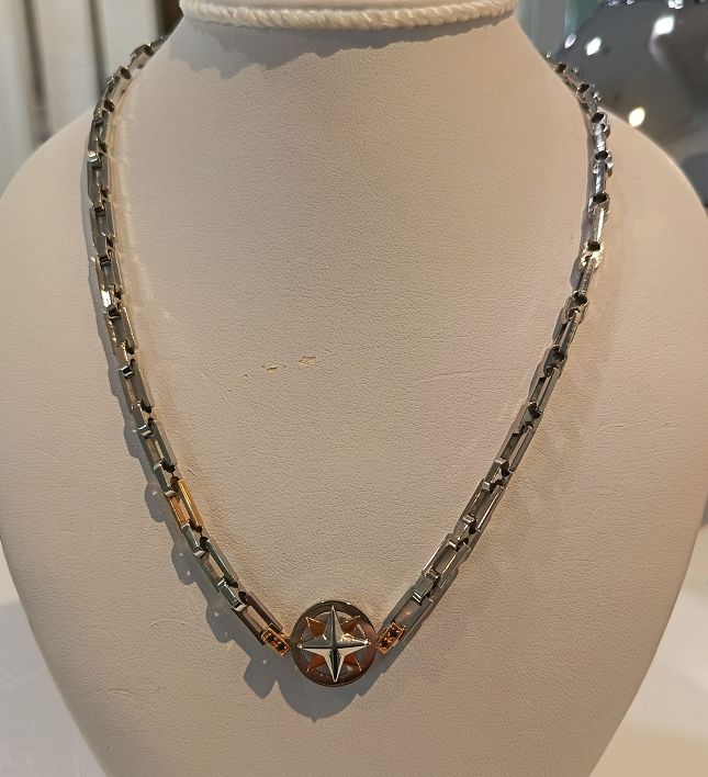 Collana in acciaio, oro 18 kt e diamanti neri - ARKANO Collana in acciaio, oro 18 kt e diamanti neri - ARKANO