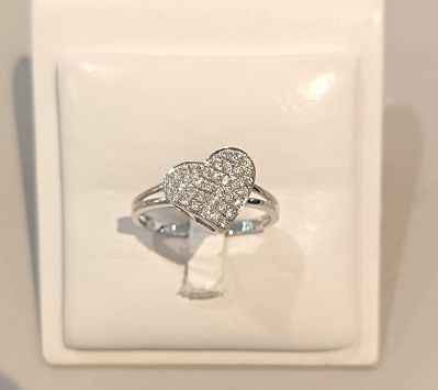 Anello cuore in oro bianco 18 kt e diamanti - DONNA ORO Anello cuore in oro bianco 18 kt e diamanti - DONNA ORO