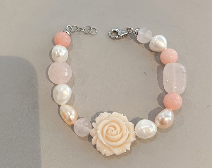 ​Bracciale in perle e pietre con chiusura in argento 925 - MILUNA