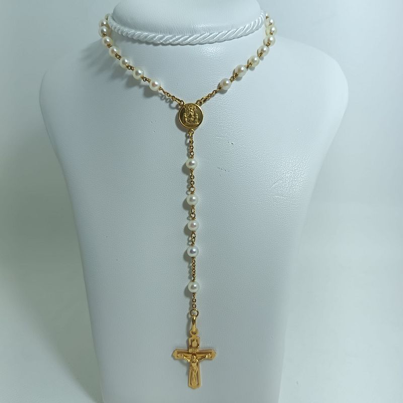 ​Rosario collana oro 18 kt e perle - ROSAS