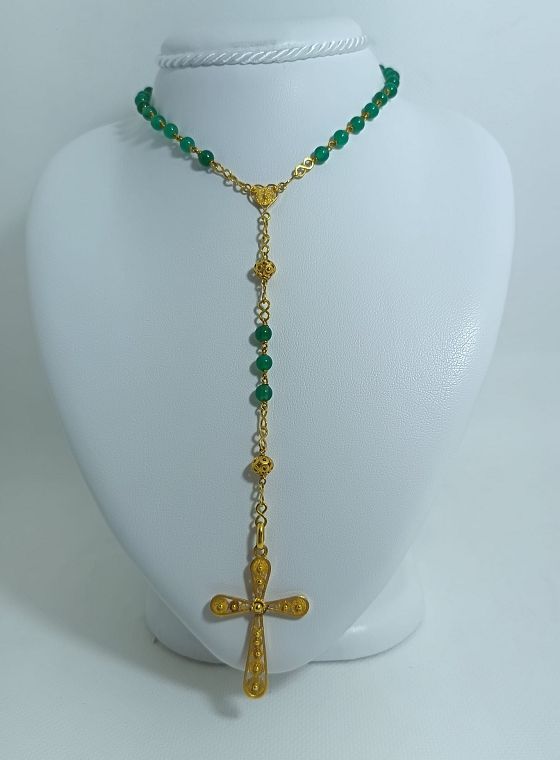 ​Rosario collana in filigrana oro 18 kt e crisoprasio - ROSAS