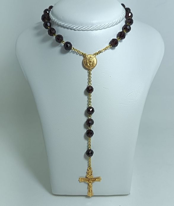 Rosario collana oro 18 kt e granate - ROSAS Rosario collana oro 18 kt e granate - ROSAS