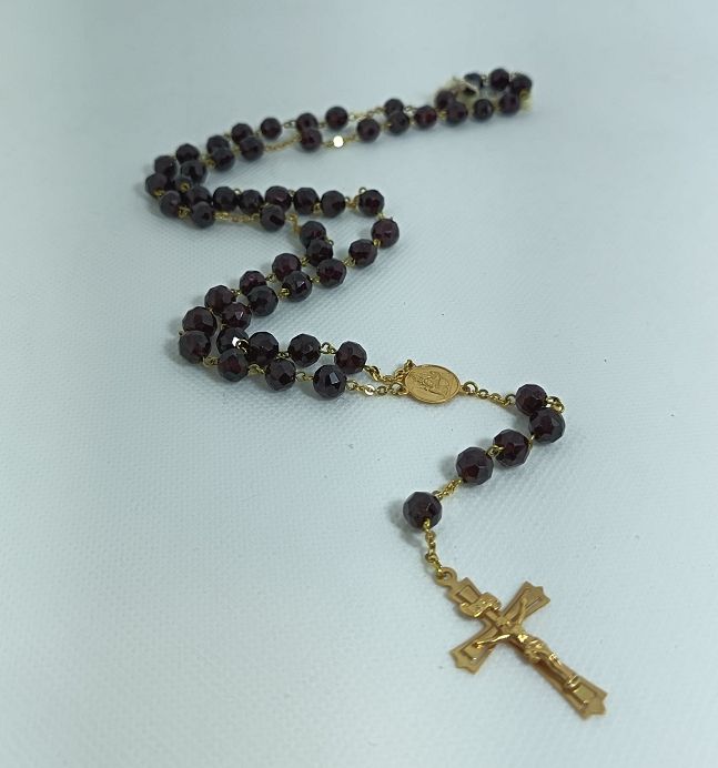 ​Rosario collana oro 18 kt e granate piccole - ROSAS