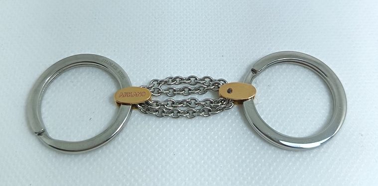 Portachiavi doppio anello in acciaio e oro 18 kt - ARKANO Portachiavi doppio anello in acciaio e oro 18 kt - ARKANO