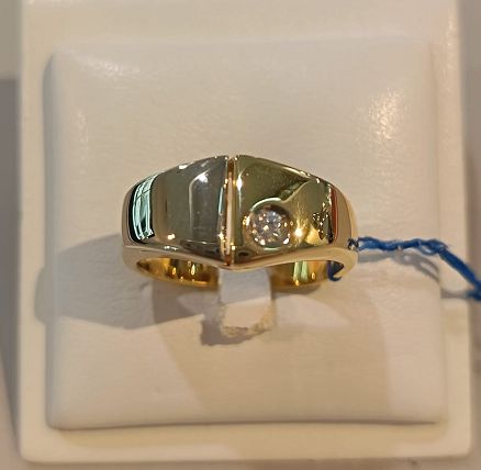 ​Anello in oro bianco e giallo 18 kt con diamante - CHIMENTO