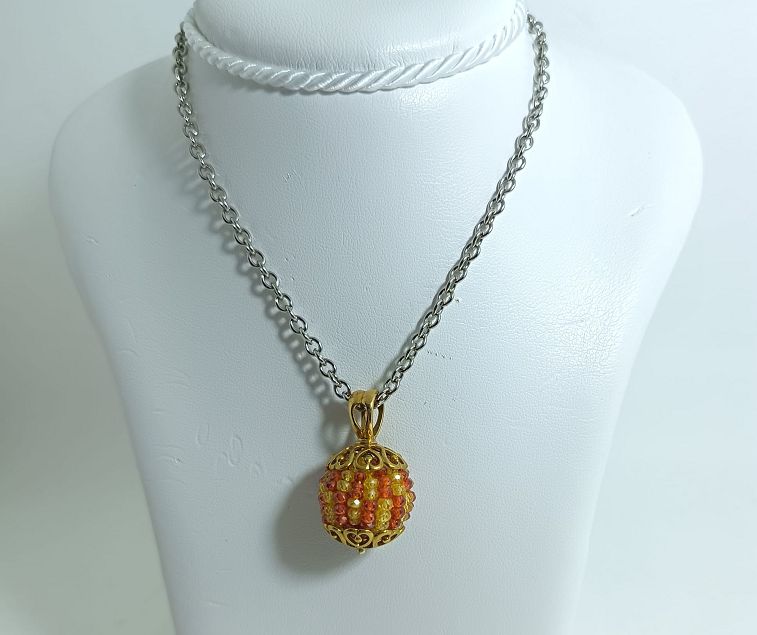 ​Collana Zero By Zancan Maharadja acciaio con boule in bronzo placcato oro giallo e quarzi - ZERO BY ZANCAN