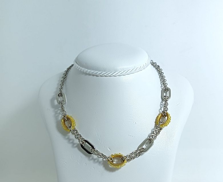 ​Collana chocker in acciaio, oro 18 kt e quarzi - ZERO BY ZANCAN