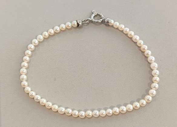 Bracciale di perle acqua salata 3,5/4 chiusura in argento 925 - CARAVECCHIA