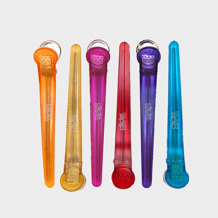 Glide hair tools coloured long sectioning clips 6pk