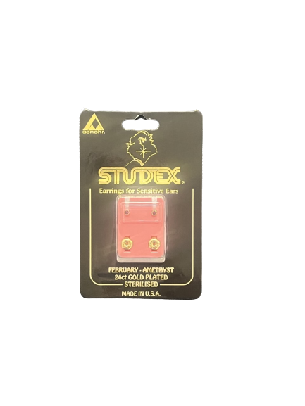 Studex earrings mini amethyst 24ct gold plated
