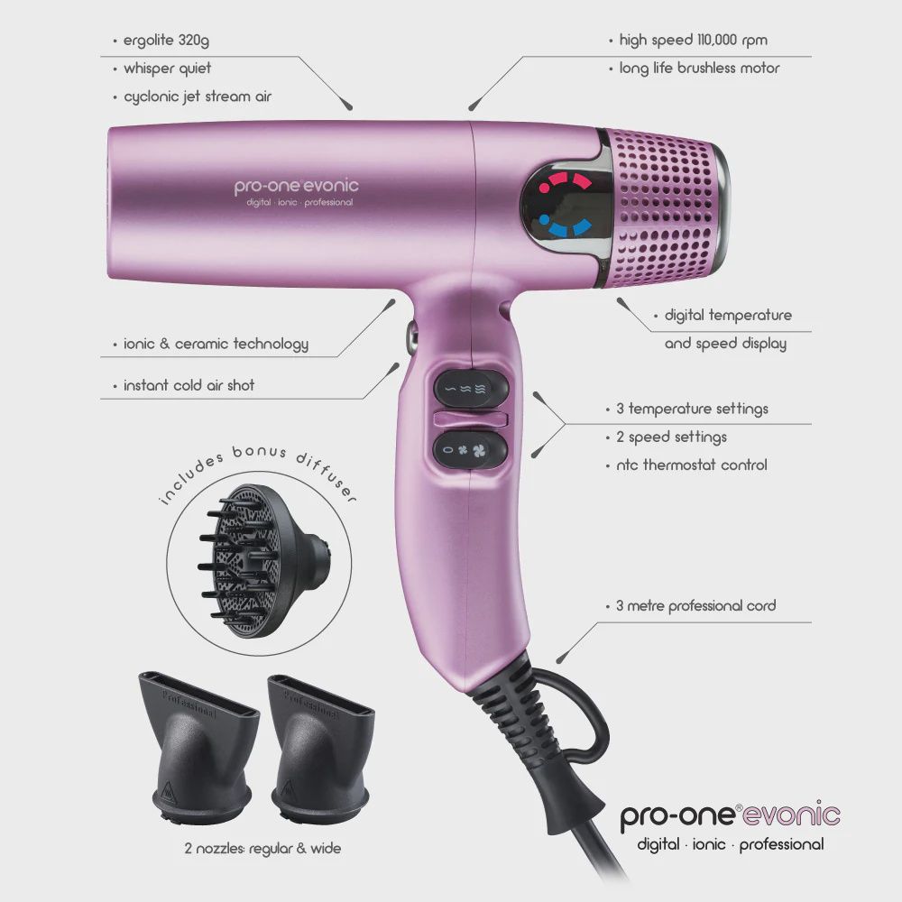 Pro-one evonic pink hairdryer