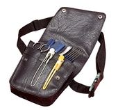 Black leather scissors pouch