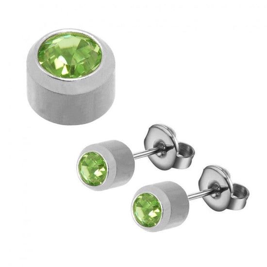 Natural look august peridot silver studs