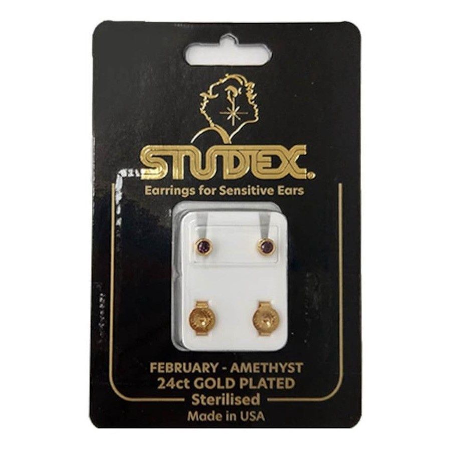 Studex february 24ct gold plated
