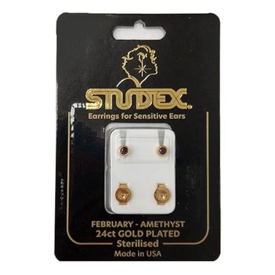 Studex february 24ct gold plated