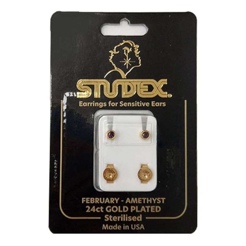 Studex february 24ct gold plated