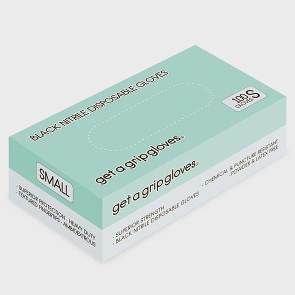 Get a Grip Gloves Black Nitrile Gloves Small 100pc