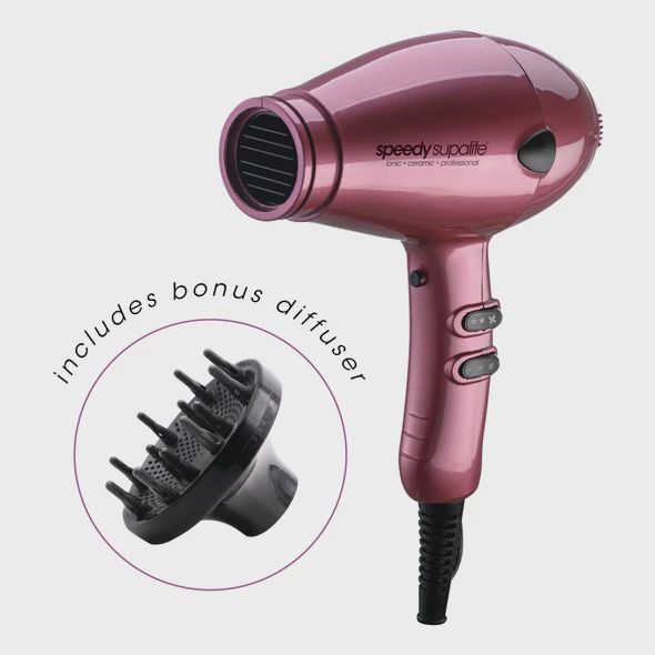 Speedy Supalite Ionic & Ceramic Hairdryer with Diffuser Blush