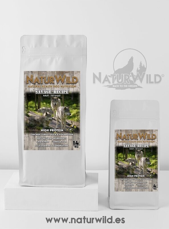 Savage recipe - alta energía - pollo, pavo, pato y pescado azul 14kg