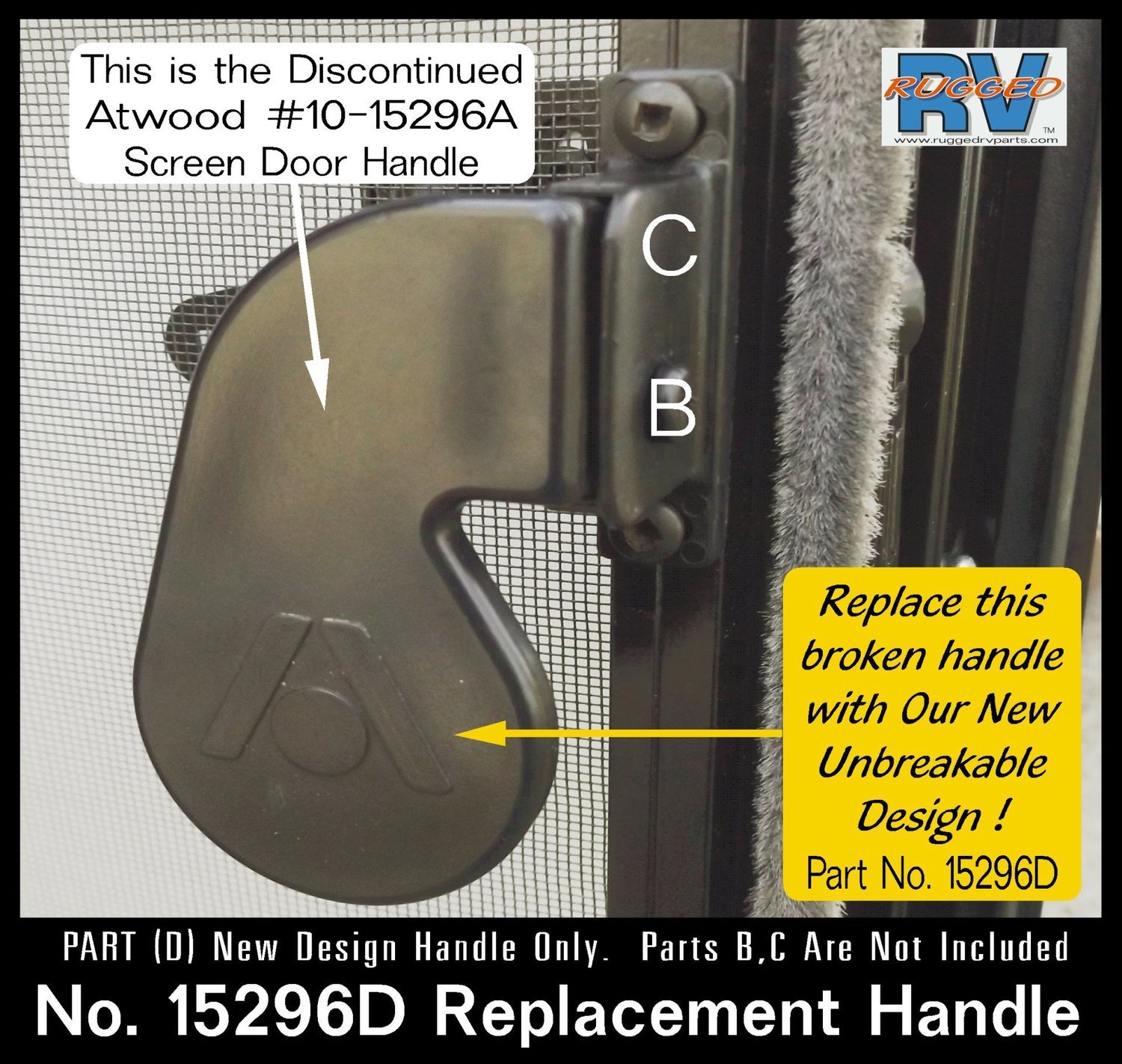 No. 15296D Atwood Style 10-15296A Screen Door Replacement Handle
