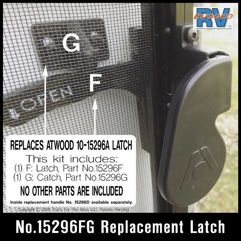 No. 15296FG Atwood Style 10-15296A Screen Door Replacement Latch & Catch
