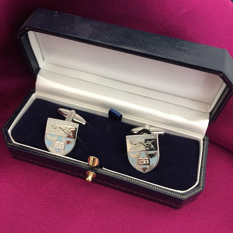 Crested Enamel Cufflinks - Silver Plated