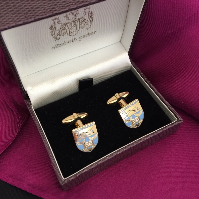 Crested Enamel Cufflinks - Gold Plated