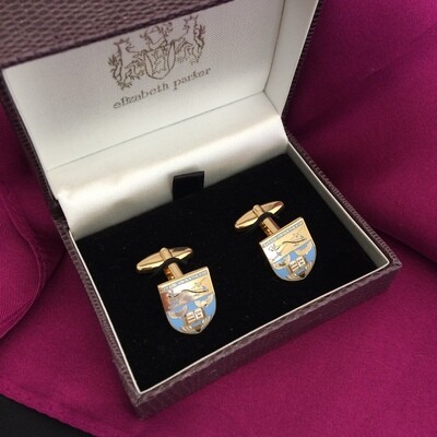 Crested Enamel Cufflinks - Gold Plated