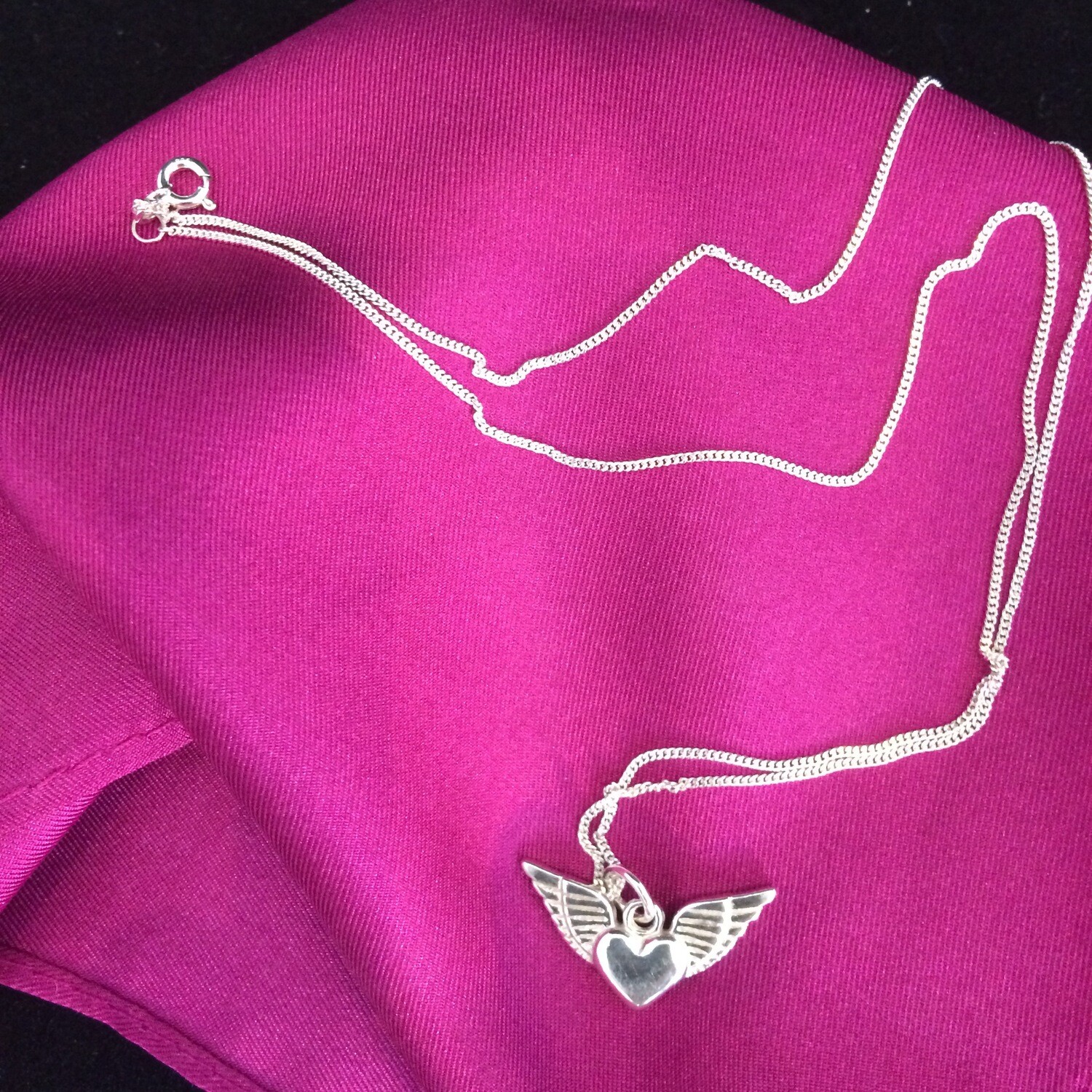 Hearts & Wings Necklace - Sterling Silver