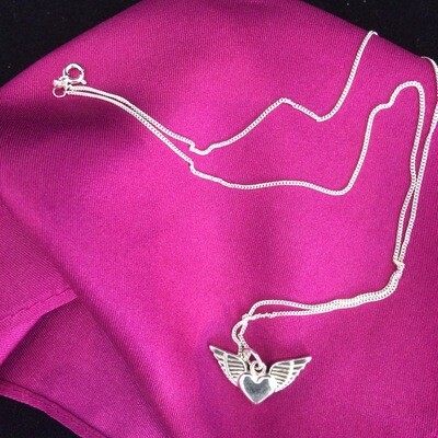 Hearts & Wings Necklace - Sterling Silver