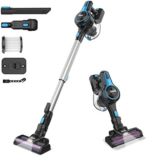 INSE Cordless Vacuum Cleaner, 6-in-1 Rechargeable Stick Vacuum with 2200 m-A-h Battery, Powerful Lightweight Vacuum Cleaner, Up to 45 Mins Runtime, for Home Hard Floor Carpet Pet Hair-N5S Blue

￼

￼
