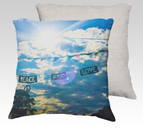 Peace &amp; Love Velvet Pillow (small)